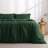 Aldrin Home Hunter Green Washed Microfibre Quilt Cover Set
