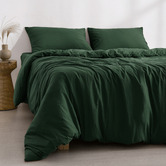 Aldrin Home Hunter Green Washed Microfibre Quilt Cover Set
