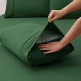 Aldrin Home Hunter Green Washed Microfibre Quilt Cover Set