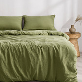 Dreamaker Olive Washed Microfibre Quilt Cover Set