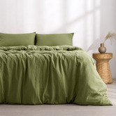 Dreamaker Olive Washed Microfibre Quilt Cover Set