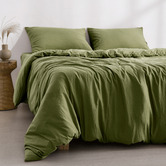 Dreamaker Olive Washed Microfibre Quilt Cover Set