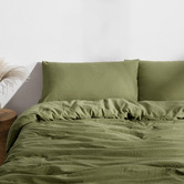 Dreamaker Olive Washed Microfibre Quilt Cover Set