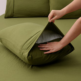 Dreamaker Olive Washed Microfibre Quilt Cover Set