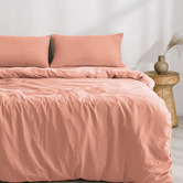 Dreamaker Pink Clay Washed Microfibre Quilt Cover Set
