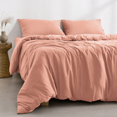 Dreamaker Pink Clay Washed Microfibre Quilt Cover Set