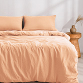 Dreamaker Peach Washed Microfibre Quilt Cover Set