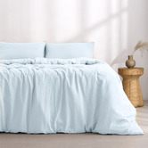 Aldrin Home Ice Blue Washed Microfibre Quilt Cover Set