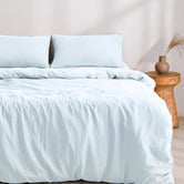 Aldrin Home Ice Blue Washed Microfibre Quilt Cover Set