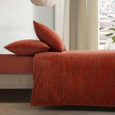 Aldrin Home Rust Red Embossed Quilt Cover Set