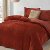 Aldrin Home Rust Red Embossed Quilt Cover Set