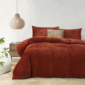 Aldrin Home Rust Red Embossed Quilt Cover Set