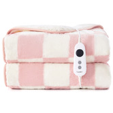 Aldrin Home Checkered Faux Fur Heated Throw