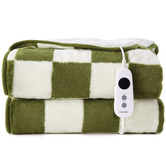 Aldrin Home Checkered Faux Fur Heated Throw