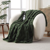 Aldrin Home Basketweave Faux Fur Heated Throw