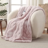 Aldrin Home Basketweave Faux Fur Heated Throw