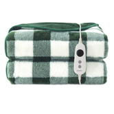 Aldrin Home Gingham Faux Fur Heated Throw
