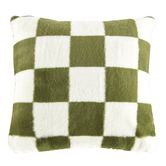 Aldrin Home Checkered Plush Faux Fur Cushion
