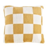 Aldrin Home Checkered Plush Faux Fur Cushion