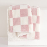 Aldrin Home Checkered Plush Faux Fur Throw