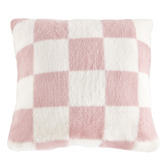 Aldrin Home Checkered Plush Faux Fur Cushion
