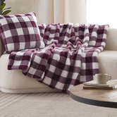 Aldrin Home Gingham Faux Fur Throw