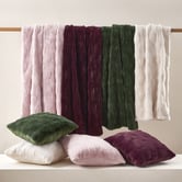 Aldrin Home Basketweave Faux Fur Cushion