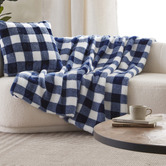 Aldrin Home Gingham Faux Fur Throw