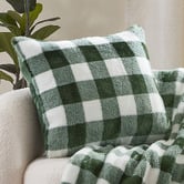 Aldrin Home Gingham Faux Fur Cushion