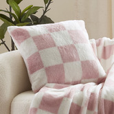 Aldrin Home Checkered Plush Faux Fur Cushion