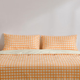 Aldrin Home Chai Grid Micro Flannel Reversible Quilt Cover Set