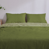 Aldrin Home Olive Grid Micro Flannel Reversible Quilt Cover Set