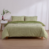 Aldrin Home Olive Grid Micro Flannel Reversible Quilt Cover Set