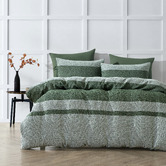 Aldrin Home Olive Herringbone Cotton Quilt Cover Set