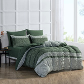 Aldrin Home Olive Herringbone Cotton Quilt Cover Set