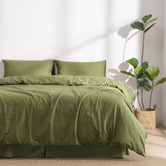 Aldrin Home Riviera Olive Linen &amp; Cotton Quilt Cover Set
