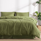 Aldrin Home Olive Linen &amp; Cotton Quilt Cover Set