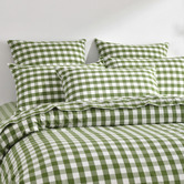 Aldrin Home Olive Sierra Yarn-Dyed Gingham Washed Cotton Quilt Cover Set