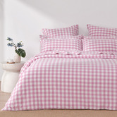 Aldrin Home Pink Sierra Yarn-Dyed Gingham Washed Cotton Quilt Cover Set