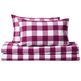 Aldrin Home Berry Azari Yarn-Dyed Gingham Washed Cotton Quilt Cover Set
