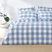 Aldrin Home Cornflower Azari Yarn-Dyed Gingham Washed Cotton Quilt Cover Set