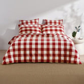 Aldrin Home Rust Azari Yarn-Dyed Gingham Washed Cotton Quilt Cover Set