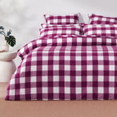 Aldrin Home Berry Azari Yarn-Dyed Gingham Washed Cotton Quilt Cover Set