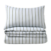 Aldrin Home Sage &amp; Olive Striped Lili Microfibre Quilt Cover Set