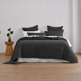 Aldrin Home Black Sharon Washed Microfibre Quilted Coverlet Set