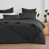 Aldrin Home Black Sharon Washed Microfibre Quilted Coverlet Set