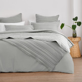 Aldrin Home Dove Grey Sharon Washed Microfibre Quilted Coverlet Set