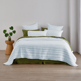 Aldrin Home Ice Blue Sharon Washed Microfibre Quilted Coverlet Set