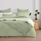 Aldrin Home Sage Sharon Washed Microfibre Quilted Coverlet Set