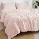 Aldrin Home Blush Pink Washed Microfibre Quilt Cover Set